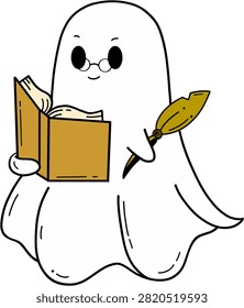Cute kawaii ghost wearing