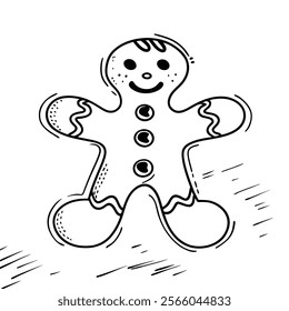 Cute Kawaii Gingerbread Man Coloring Pages for Christmas