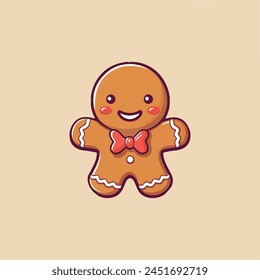 cute kawaii gingerbread man food snack cookies vector illustration template design