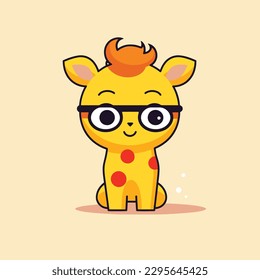 Cute kawaii giraffe chibi mascot vector cartoon style