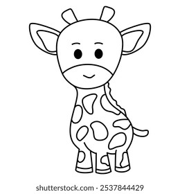 Cute kawaii giraffe coloring page outline