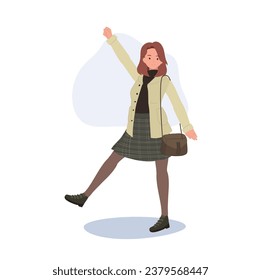 Cute kawaii girl in a fashionable wear. Adorable Teenage Fashion.  Korean Style Sticker 