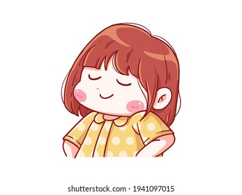 Cute and kawaii Girl Feeling Proud Pose Manga Chibi Illustration