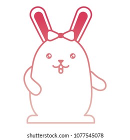 cute kawaii girl rabbit cartoon with bow