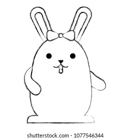 cute kawaii girl rabbit cartoon with bow