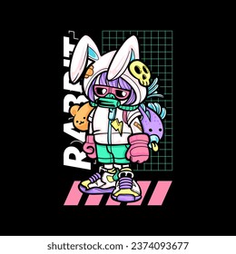 Cute Kawaii Girl Rabbit Character