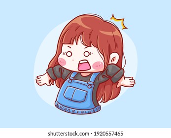 Cute and kawaii Girl shocked and surprise Manga Chibi Illustration