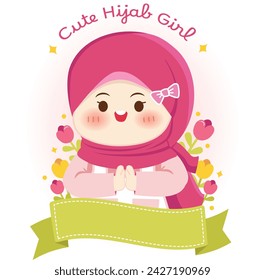 Cute Kawaii Girl Wearing Pink Hijab