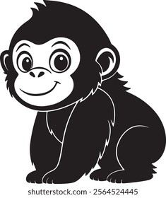 A cute kawaii gorilla silhouette vector and illustration design