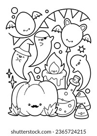 Cute And Kawaii Halloween Coloring Page