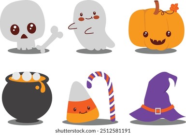 cute kawaii halloween party icon