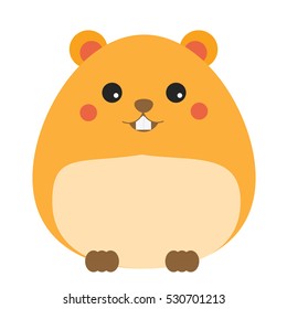 Cute kawaii hamster cahracter. Children style, vector illustration. Sticker, isolated design element for kids books