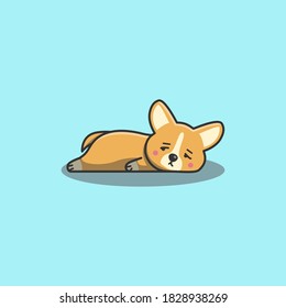 Cute Kawaii Hand Drawn Doodle Bored Lazy corgi dog