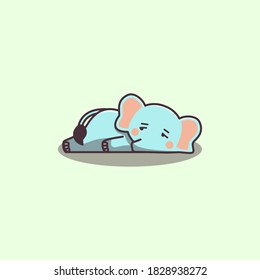 Cute Kawaii Hand Drawn Doodle Bored Lazy Elephant