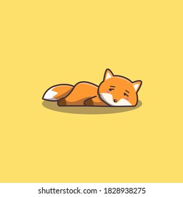 Cute Kawaii Hand Drawn Doodle Bored Lazy Fox