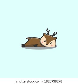 Cute Kawaii Hand Drawn Doodle Bored Lazy Deer