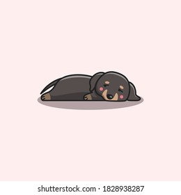 Cute Kawaii Hand Drawn Doodle Bored Lazy Dachshund dog