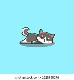 Cute Kawaii Hand Drawn Doodle Bored Lazy Siberian Husky dog