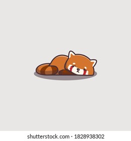 Cute Kawaii Hand Drawn Doodle Bored Lazy Red Panda