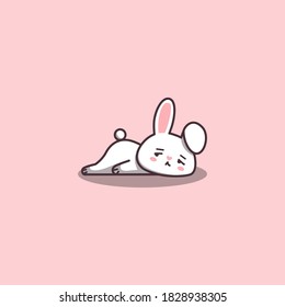 Cute Kawaii Hand Drawn Doodle Bored Lazy Rabbit