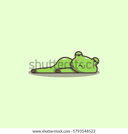 Cute Kawaii Hand Drawn Lazy Bored Frog Mascot