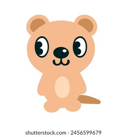 Cute kawaii hand drawn quokka animal character. Perfect design for any purpose. Doodle vector illustration isolated on white background. 

