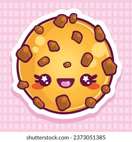 Cute kawaii happy cookie sticker