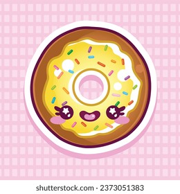 Cute kawaii happy donut sticker