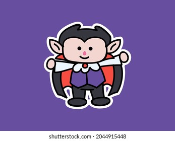 Cute and kawaii Happy Dracula Halloween Character Illustration Sticker