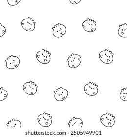 Cute kawaii happy giraffe. Seamless pattern. Coloring Page. Cartoon funny animals characters. Hand drawn style. Vector drawing. Design ornaments.