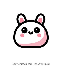 cute kawaii happy rabbit cartoon vector illustration