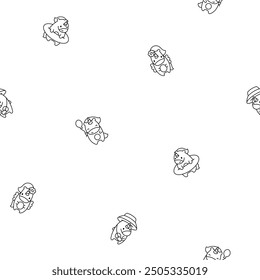 Cute kawaii happy unicorn. Seamless pattern. Coloring Page. Cartoon funny fantasy horse characters. Hand drawn style. Vector drawing. Design ornaments.