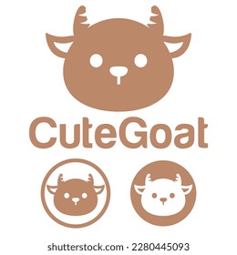 Cute Kawaii head goat ram sheep Mascot Cartoon Logo Design Icon Illustration Character vector art. for every category of business, company, brand like pet shop, product, label, team, badge, label