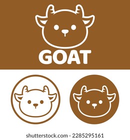 Cute Kawaii head goat ram sheep Mascot Cartoon Logo Design Icon Illustration Character vector art. for every category of business, company, brand like pet shop, product, label, team, badge, label