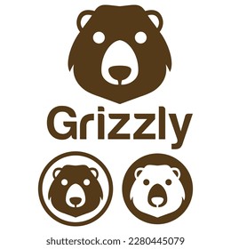 Cute Kawaii head grizzly bear Mascot Cartoon Logo Design Icon Illustration Character vector art. for every category of business, company, brand like pet shop, product, label, team, badge, label