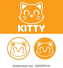 Cute Kawaii head Kitten cat Mascot Cartoon Logo Design Icon Illustration Character vector art. for every category of business, company, brand like pet shop, product, label, team, badge, label