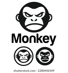 Cute Kawaii head monkey ape Mascot Cartoon Logo Design Icon Illustration Character vector art. for every category of business, company, brand like pet shop, product, label, team, badge, label