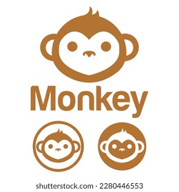 Cute Kawaii head monkey ape Mascot Cartoon Logo Design Icon Illustration Character vector art. for every category of business, company, brand like pet shop, product, label, team, badge, label