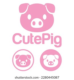 Cute Kawaii head pig Mascot Cartoon Logo Design Icon Illustration Character vector art. for every category of business, company, brand like pet shop, product, label, team, badge, label