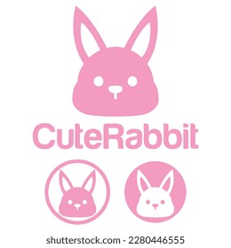 Cute Kawaii head rabbit bunny Mascot Cartoon Logo Design Icon Illustration Character vector art. for every category of business, company, brand like pet shop, product, label, team, badge, label