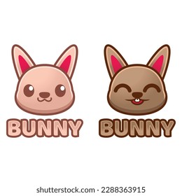 Cute Kawaii head rabbit bunny Mascot Cartoon Logo Design Icon Illustration Character vector art. for every category of business, company, brand like pet shop, product, label, team, badge, label