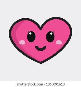 Cute Kawaii Heart Vector Illustration Stock Vector (Royalty Free ...