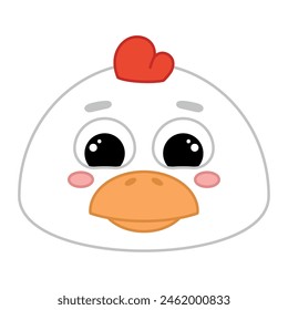 Cute kawaii hen emoji icon Vector illustration