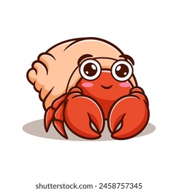 cute and kawaii hermit crab cartoon illustration design