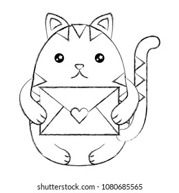 cute kawaii  holding message envelope love