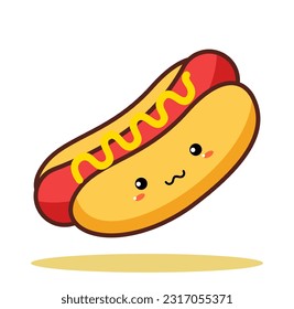 A cute and kawaii hot dog food illustration design