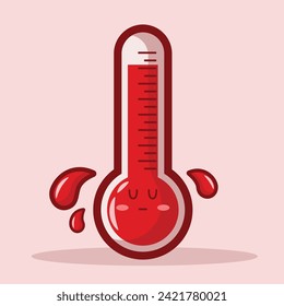 cute kawaii hot thermometer character cartoon vector icon illustration