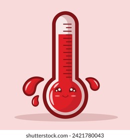 cute kawaii hot thermometer character cartoon vector icon illustration