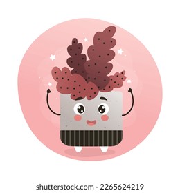 cute kawaii houseplant, kawaii cacti, a cactus in a pot, houseplant, home garden, gardening, plant lover, houseplant shop concept, greenhouse