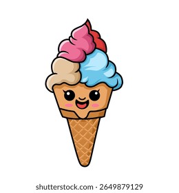 ilustração de sorvete bonito kawaii